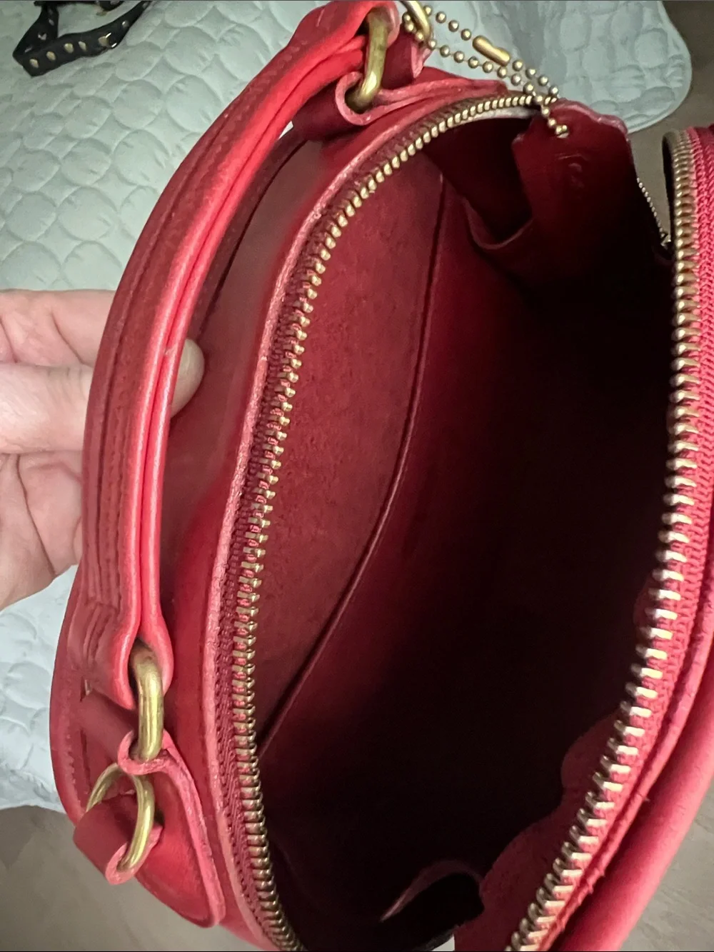 Coach Red Leather Crossbody Bag with Gold Hardware - vintage piece